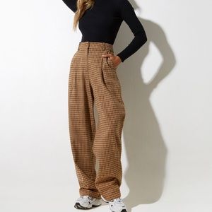Motel Rocks Brown Checkered Trousers